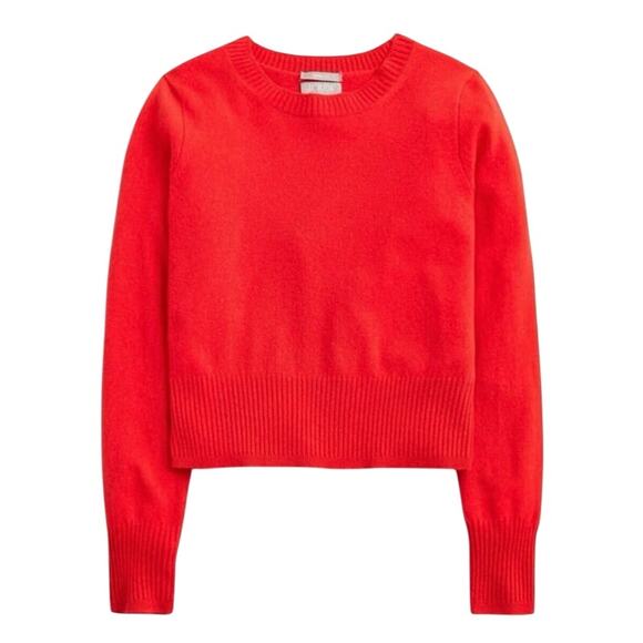 J.Crew Cashmere Shrunken Crewneck Sweater Red Size Medium NWOT - Picture 1 of 7